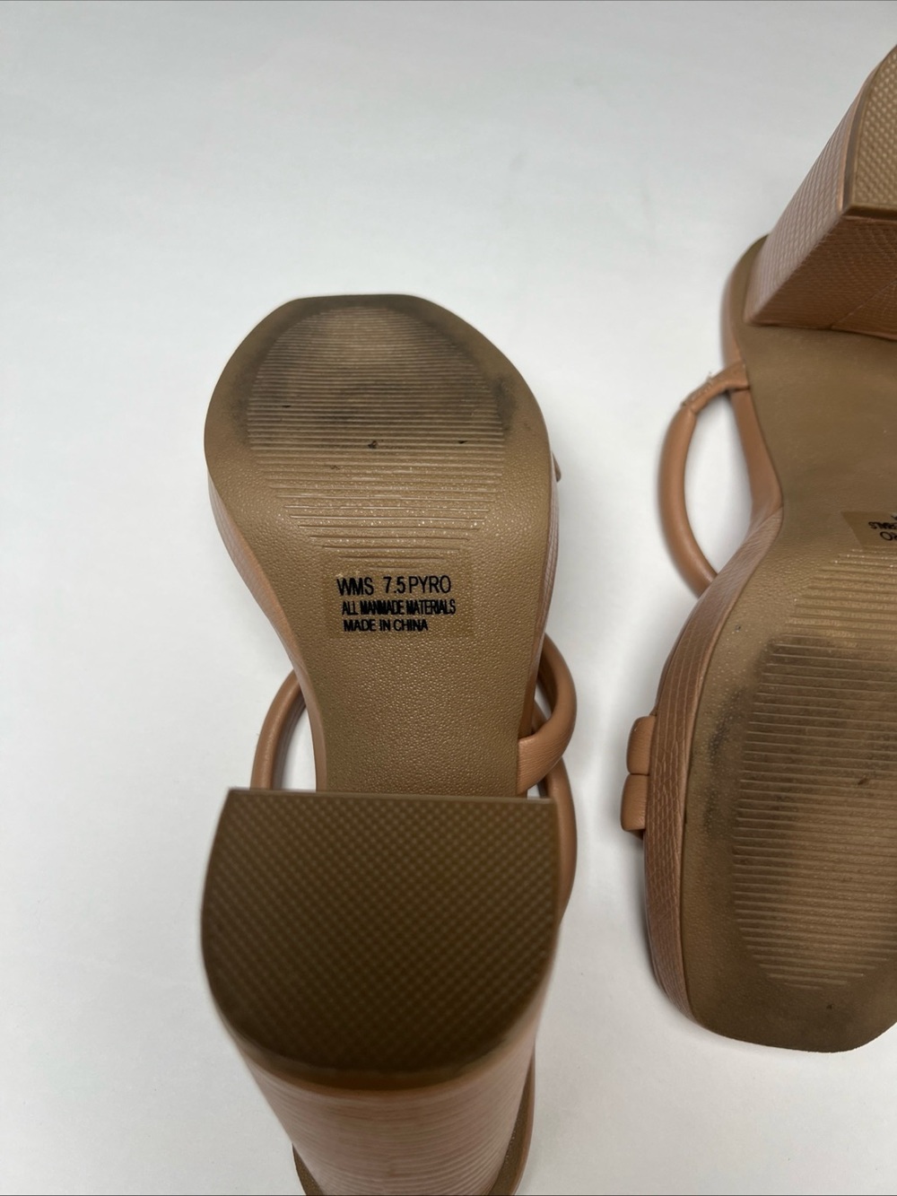 Dolce Vita Nude Block Heel Sandals Women’s 7.5 Square Toe Minimalist Strappy - Picture 7 of 7